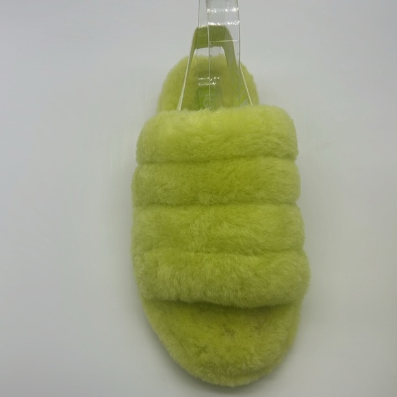UGG - Fluff Yeah Sli In Lime Green Open Toe Slip On Ankle Strap Sandal Size 8 - Picture 4 of 14